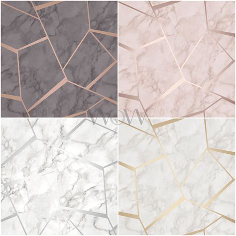 Details About Fine Decor Fractal Geometric Marble Metallic Marble