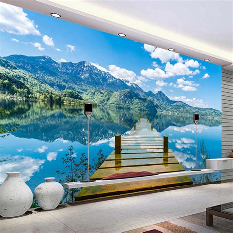 3d Wallpaper Nature Scenery Blue Sky Wooden Bridge 3d Wallpaper Of