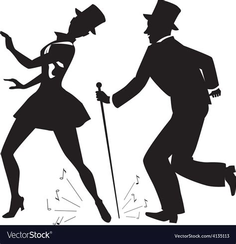 Tap Dancers In Top Hats Silhouette Royalty Free Vector Image