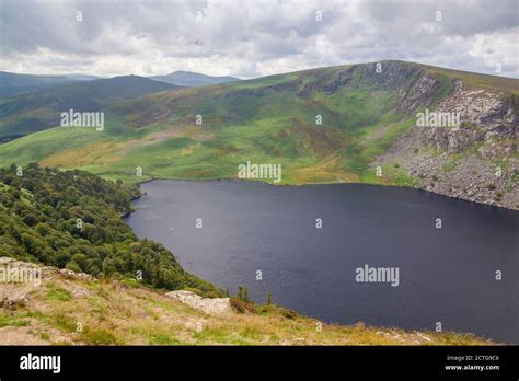 A Panoramic View To A Lough Tay In Wicklow Mountains National Park In