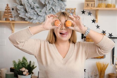 premium photo girl closes her eyes with fruits