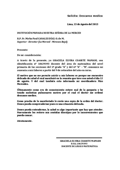 Carta Por Inasistencia Por Enfermedad Juan Carlos Coarite Mamani