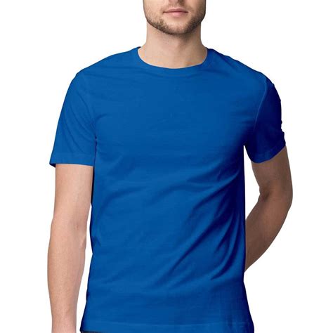 Royal Blue Round Neck Premium Cotton T Shirt Hue Men