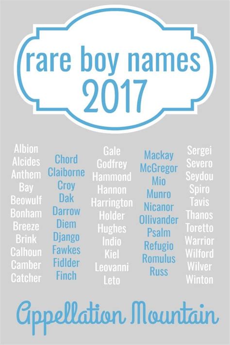 Rare Boy Names 2017 The Great Eights Appellation Mountain