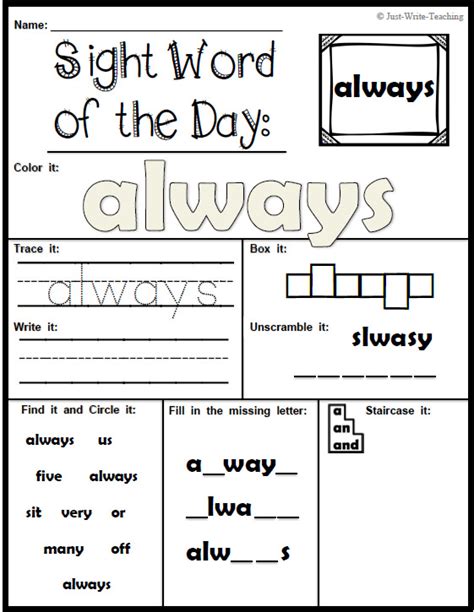 Sight Word Of The Day Dolch Second Grade List 92 Activities Made