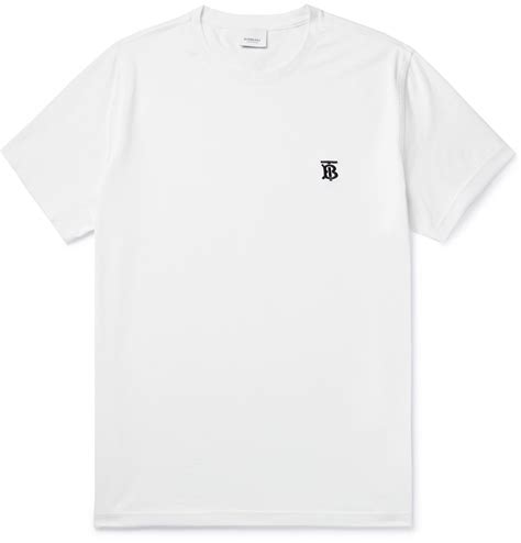 Burberry Logo Embroidered Cotton Jersey T Shirt White Burberry