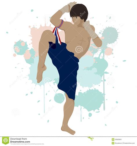 Thai Boxing Cartoon Vector Illustration 245126226