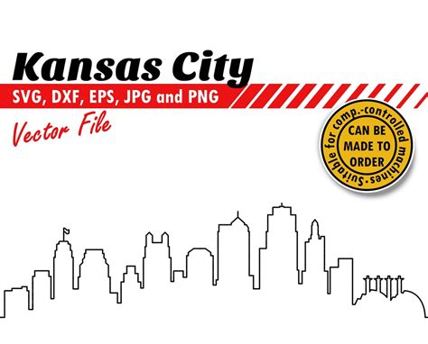 Kansas City Skyline Outline Svg Dxf Eps  Png Missouri Etsy
