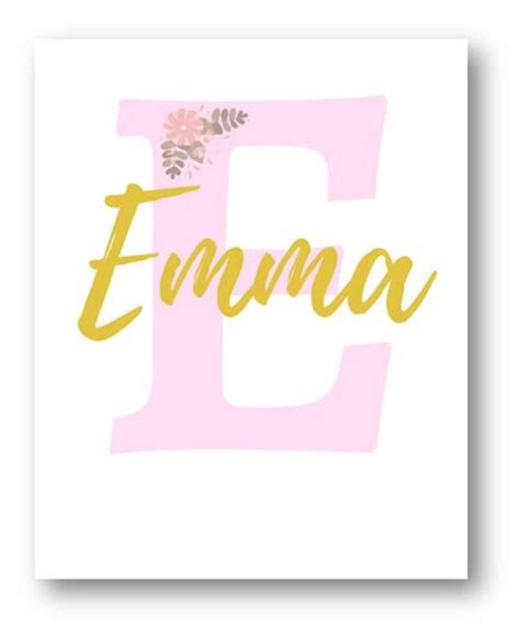 Emma Name Poster Nursery Printable Nursery Wall Art Pink Etsy