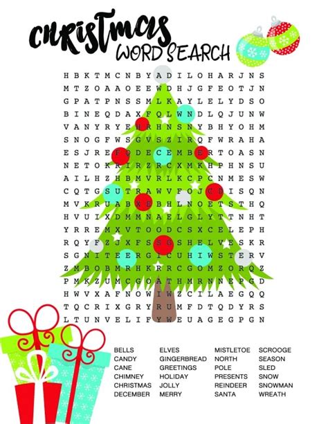 Christmas Word Search For Kids Free Printable