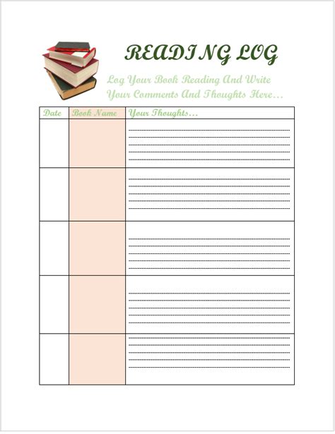 Reading Log Templates Excel Word Template