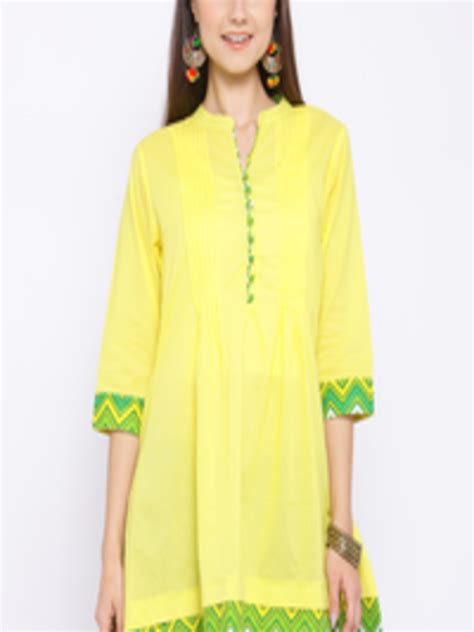 Buy Shree Yellow Printed Detail A Line Tunic Tunics For Women 1994793