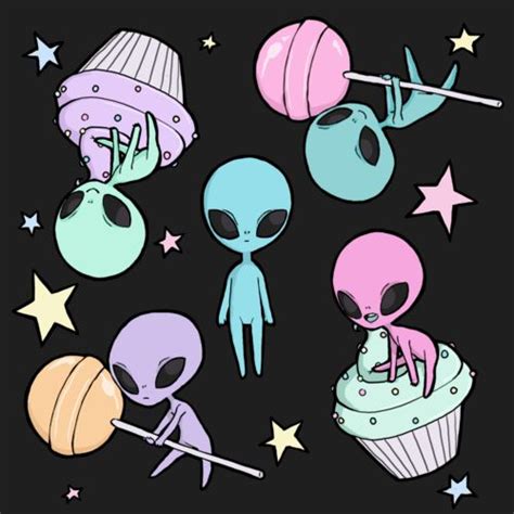 Alien Cupcake Lollipop Mufin Pink Space Alien Drawings Alien Art