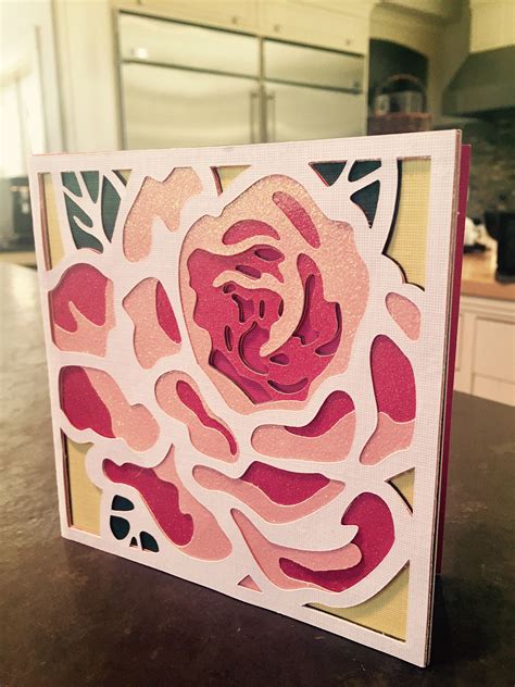 Cricut Mothers Day Multi Layer Rose Flower Card Valentines Day Card