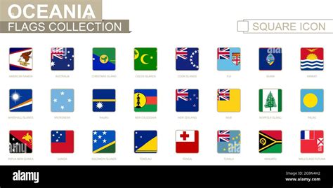 Square Flags Of Oceania From American Samoa To Wallis And Futuna