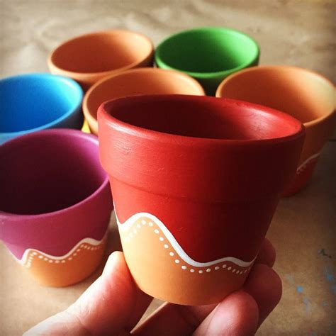 Hand Painted Terracotta Pots Mini Terracotta Pots Colourful Etsy