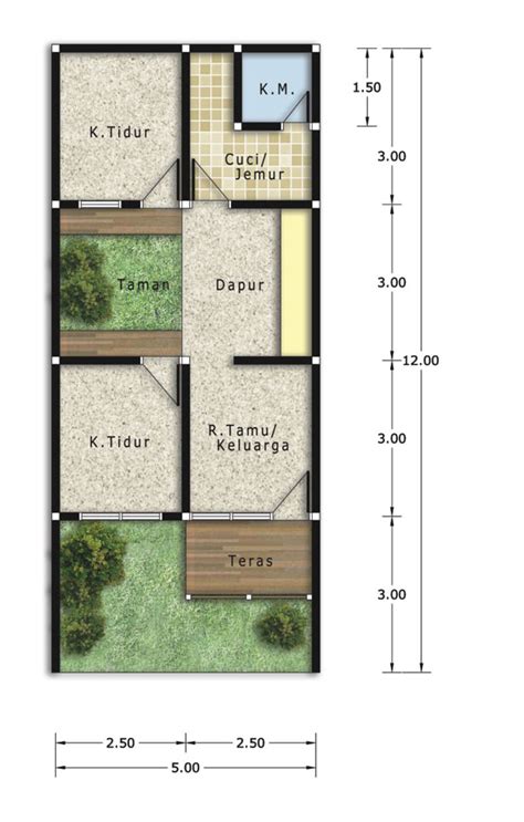 penjelasan denah ukuran rumah type     lantai