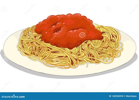Bolognese Pasta Hand Drawing Stock Vector Illustration Of Italia