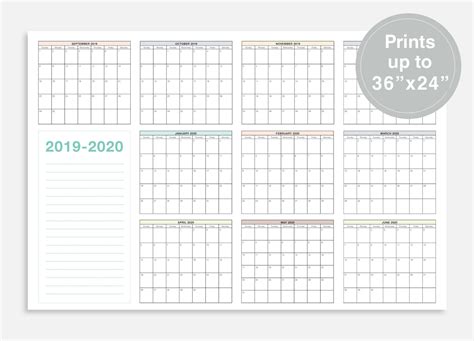2020 Calendar At A Glance Calendar Printable Free