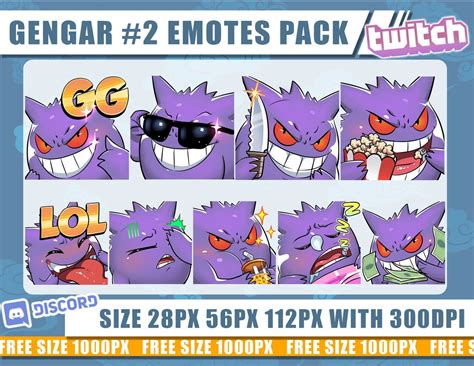 Gengar Twitch Emotes2 Pokemon Emotes Emotes Gengar Cute Etsy Australia