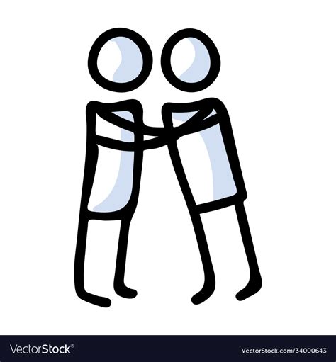 Hand Drawn Stickman Comforting Hug Friend Concept Vector Image