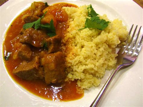 Sous vide lamb rump with cauliflower couscous and chocolate jelly. Lamb Tagine with cous cous