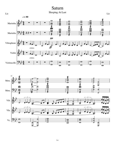saturn sleeping at last sheet music for violin percussion cello download free in pdf or midi