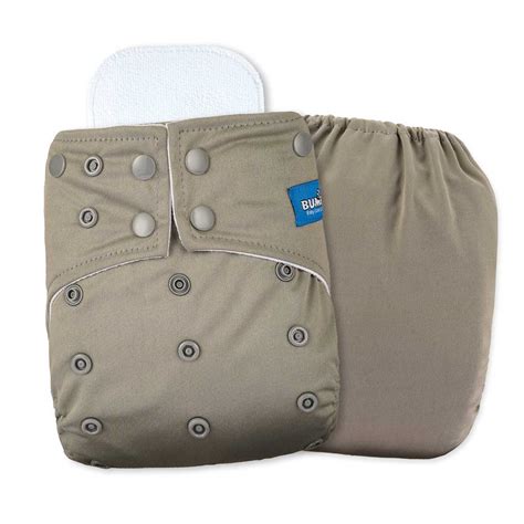 Bumbio Solid Grey Reusable Regular Pocket Cloth Diaper Ceiba Green