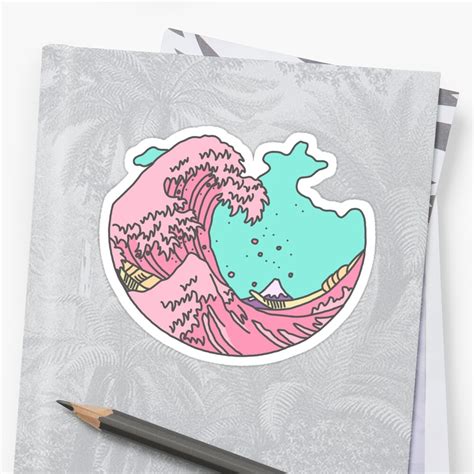 Wave Aesthetic Sticker By Cameronbaba Redbubble