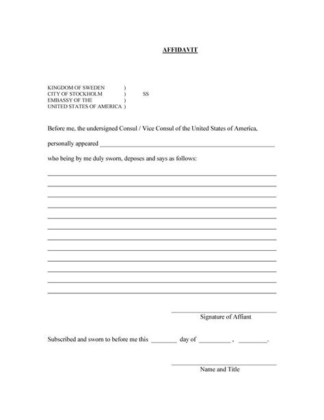 Sample Affidavit Forms Templates Affidavit Of Support Form