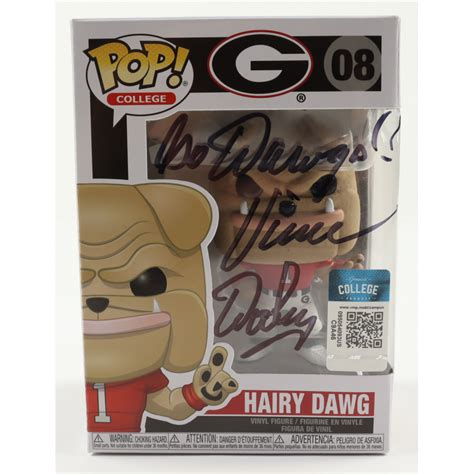 Vince Dooley Signed Georgia Bulldogs 08 Hairy Dawg Funko Pop Vinyl