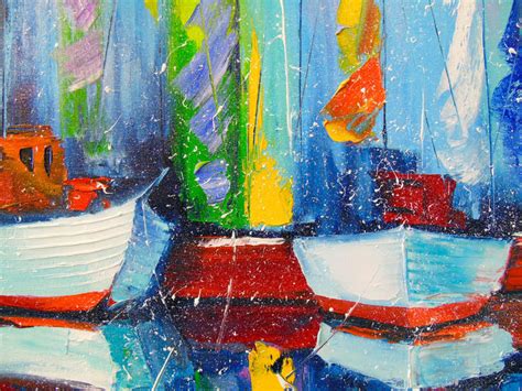 Sailboats On The Pier Paintings By Olha Darchuk