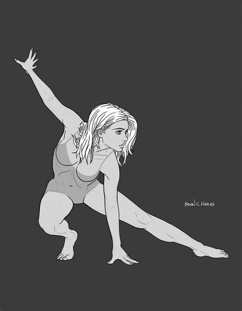 Female Figure Study Crouching Fight Stance Brian C Hailes Anime