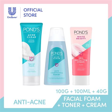 Ponds Acne Basics Acne Clear Facial Foam 100g Toner 100ml And