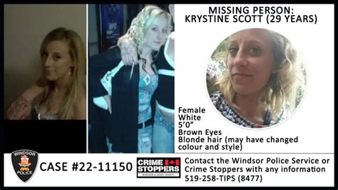 Missing Woman In Windsor Ontario Krystine Scott 29 Missing People Canada