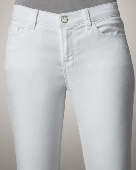 J Brand Mid Rise Skinny Twill Jeans In White Lyst