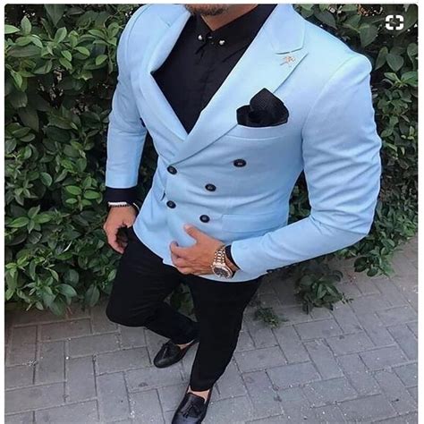 2018 Royal Blue Double Breasted Men Suit Peaked Lapel Tuxedos Slim Fit