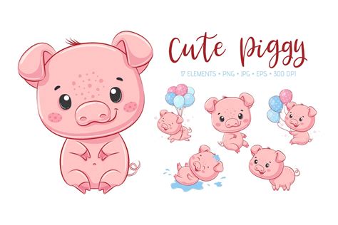 Cute Baby Pig Clipart Png  Eps 300 Dpi 952077 Illustrations