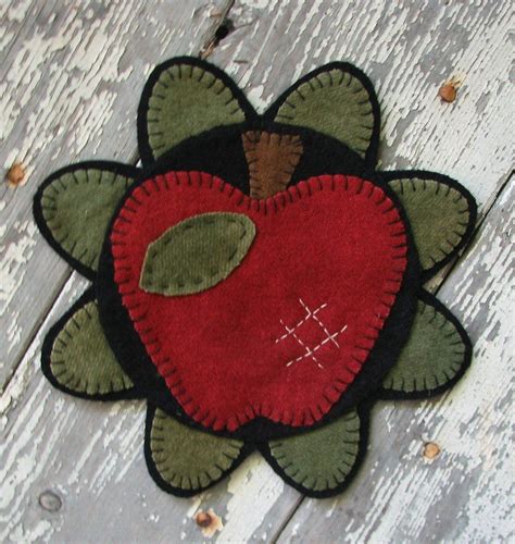 An Apple A Day Wooden Spool Designs Wool Applique Patterns Penny