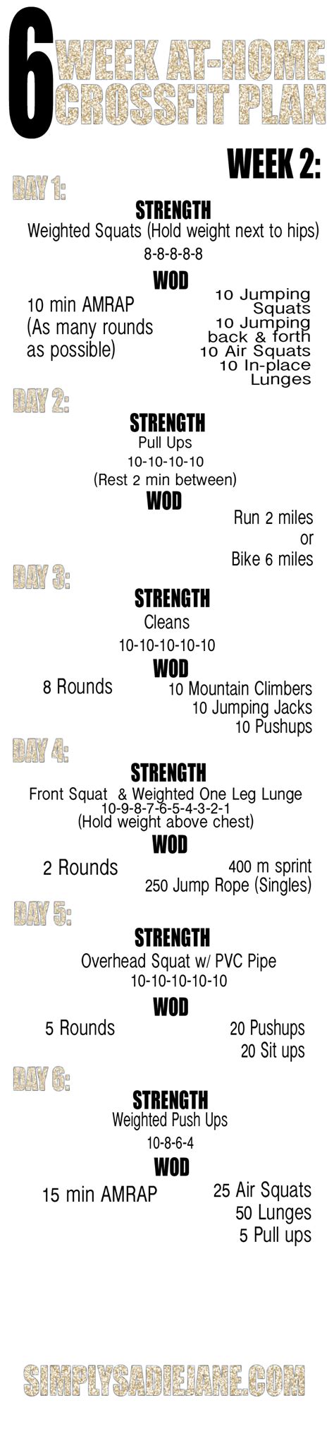 Week 2 6 Week At Home Crossfit Inspired Workouts Fitness