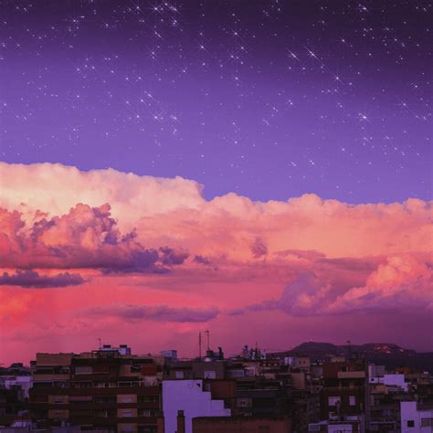 Lilac Sky Aesthetics Clouds Celestial Sunset Random Outdoor