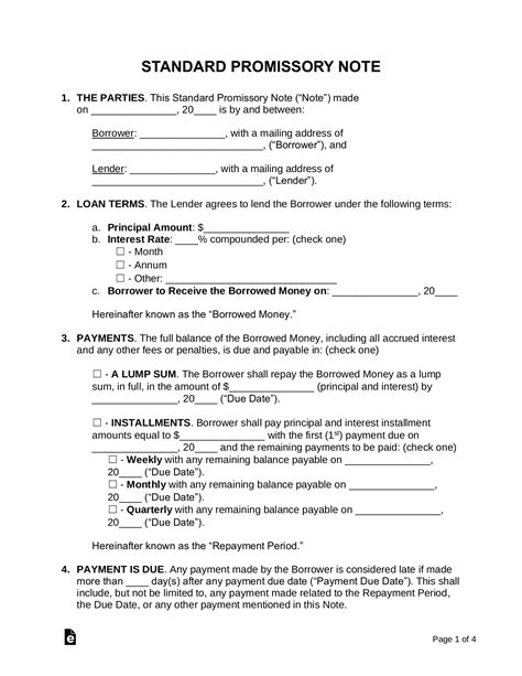 Free Promissory Note Templates 2 Pdf Word Eforms