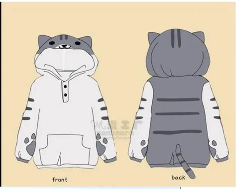 Anime Neko Atsume Hoodies Manzokusan Fleece Coat Cat Backyard Cat Ears