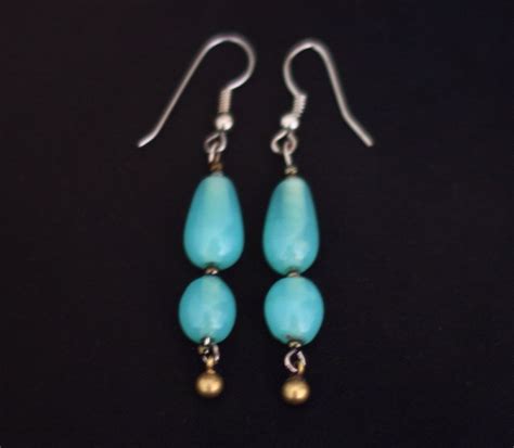 Turquoise Beaded Earrings Beaded Earrings Aqua By Empdesign
