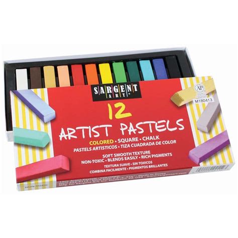Artist Square Chalk Pastels Assorted 12 Per Pack Sar224112