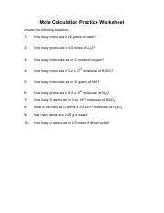 The concept must be approached with real caution so students are helped to make the link between the concrete substance. gram-mole-particle-worksheet - Mole Calculation Practice ...