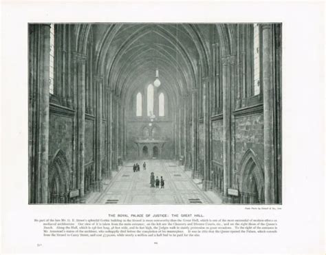 Royal Palace Of Justice The Great Hall London Antique Picture Print