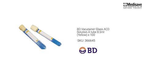Bd Vacutainer Glass Acd Solution A Tube Ml Yellow X Youtube