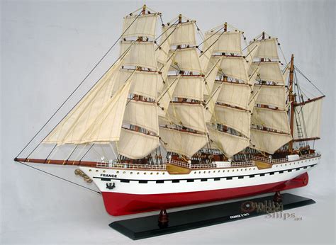 France Ii Five Masted Handcrafted Wooden Ship Model 37 Ready Display
