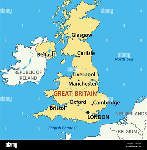 Vektor Illustration Karte Von United Kingdom Of Great Britain Stock